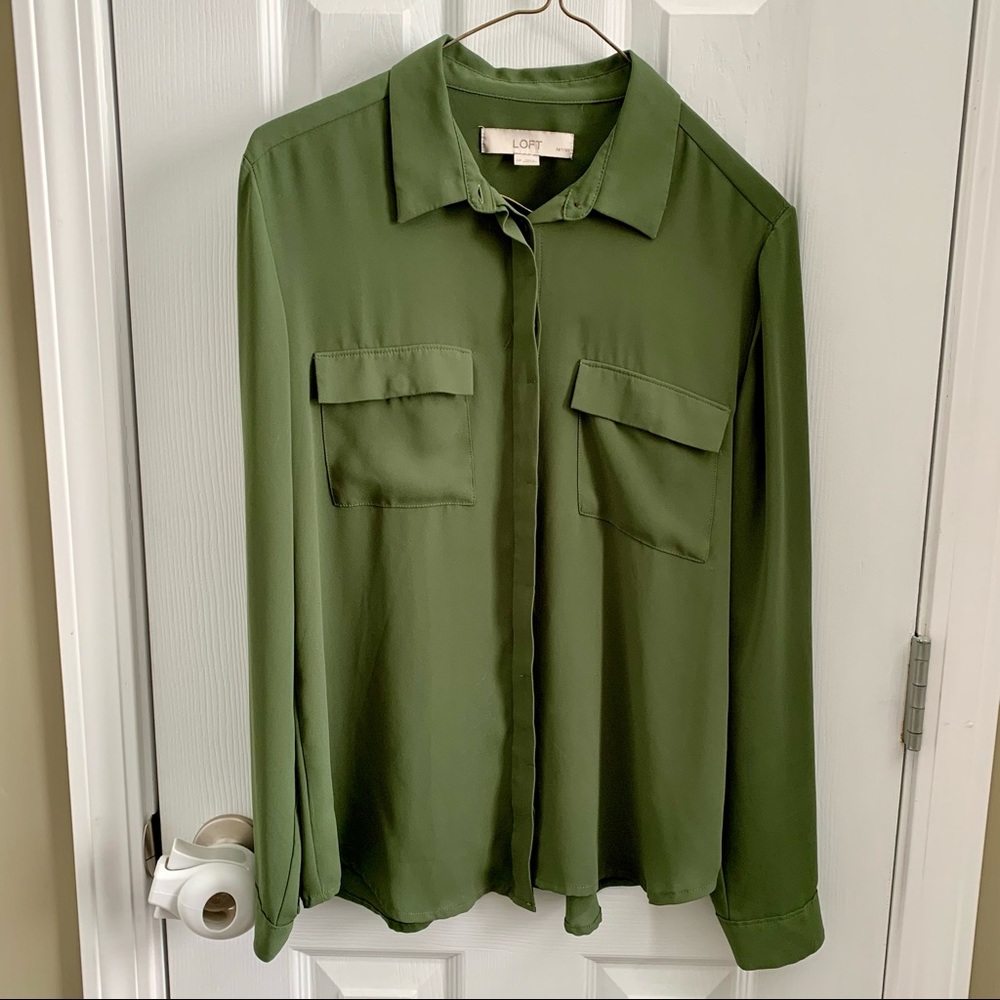 Loft Olive Green Utility Shirt